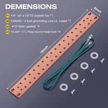 Load image into Gallery viewer, 19" Untapped HORIZONTAL COPPER BUSBAR With Hardware Kit
