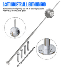 Load image into Gallery viewer, Lightning Dissipation System,6.3ft Industrial Lightning Rod Grounding Kit Great for House Roof,Power Plants, Signal Tower,and Farm Land(Eave Mount)
