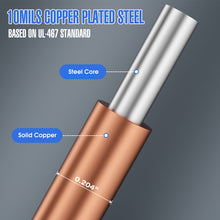Carregar imagem no visualizador da galeria, 50ft 4 AWG Soft Annealed Solid Grounding Wire, Per UL-467 10 Mils Copper Clad Steel Ground Cable Earth Wire