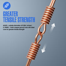 Carregar imagem no visualizador da galeria, 50ft 4 AWG Soft Annealed Solid Grounding Wire, Per UL-467 10 Mils Copper Clad Steel Ground Cable Earth Wire