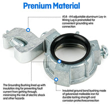 Load image into Gallery viewer, 400 Units pack 3/4" Grounding Bushing - UL Listed Ground Bond Bushing with Layin Wiring Lug,Galvanized Rigid/IMC Conduit Fitting,Insulated and Threaded