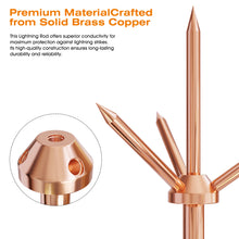 Carregar imagem no visualizador da galeria, Lightning Rod,Copper Lightning Rod With Connection Clamp UL Listed Three-Pole Spike Brass Detachable Lightning Protection Equipment for House Roof Bungalow Tin House Farm