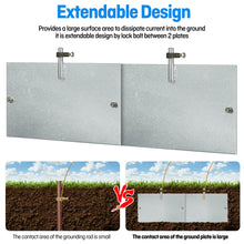 Load image into Gallery viewer, Steel Ground Plate,HDG, with 5/8 Direct Burial Connector UL Listed, 16" x 10" x 1/4" for Grounding Rod System Lightning Protection