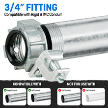 Load image into Gallery viewer, 400 Units pack 3/4" Grounding Bushing - UL Listed Ground Bond Bushing with Layin Wiring Lug,Galvanized Rigid/IMC Conduit Fitting,Insulated and Threaded