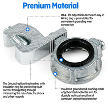 Load image into Gallery viewer, 500 Units pack 1/2" Grounding Bushing - UL Listed Ground Bond Bushing with Layin Wiring Lug,Galvanized Rigid/IMC Conduit Fitting,Insulated and Threaded