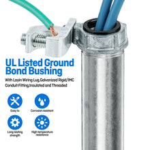 Load image into Gallery viewer, 500 Units pack 1/2" Grounding Bushing - UL Listed Ground Bond Bushing with Layin Wiring Lug,Galvanized Rigid/IMC Conduit Fitting,Insulated and Threaded