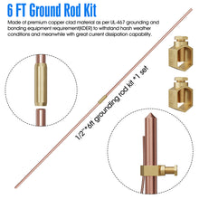 Load image into Gallery viewer, Lightning Dissipation System,6.3ft Industrial Lightning Rod Grounding Kit Great for House Roof,Power Plants,Signal Tower,and Farm Land( Flat Top Mount)