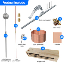Load image into Gallery viewer, Lightning Dissipation System,6.3ft Industrial Lightning Rod Grounding Kit Great for House Roof,Power Plants, Signal Tower,and Farm Land(Eave Mount)