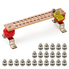 Load image into Gallery viewer, GOUNENGNAIL- 12" Copper Bus Bar,Heavy Duty Ground Bar Kit, 24 x 0.41’’ Holes and Slots with 2” Standoff Insulators Made from UL Recognized Material,2500V