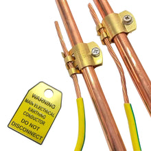 Load image into Gallery viewer, Australian Standards Earth Stake,1.4m Long Rod Kit with Brass Earth Clamp and Warning Tag