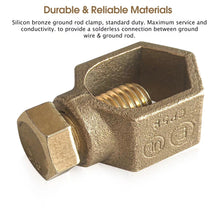 Cargar imagen en el visor de la galería, Silicon Bronze Ground Rod Clamp,UL & CSA listed,Great for 1/2”- 5/8”Grounding Rods