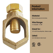 Cargar imagen en el visor de la galería, Silicon Bronze Ground Rod Clamp,UL & CSA listed,Great for 1/2”- 5/8”Grounding Rods