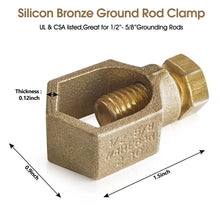 Cargar imagen en el visor de la galería, Silicon Bronze Ground Rod Clamp,UL & CSA listed,Great for 1/2”- 5/8”Grounding Rods