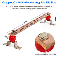 Load image into Gallery viewer, GOUNENGNAIL- 24" Copper Bus Bar,Heavy Duty Ground Bar Kit, 56 x 0.41’’ Holes and Slots with 2” Standoff Insulators Made from UL Recognized Material,2500V