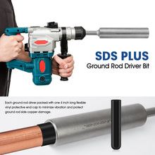 Load image into Gallery viewer, SDS-Plus Ground Rod Driver for 5/8 Inch and 3/4 Inch Ground Rods,Fits for Any SDS-Plus Rotary Hammer Drills with Flexible Vinyl Protective End Cap