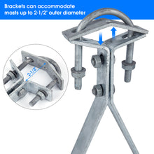 Load image into Gallery viewer, GOUNENGNAIL-14 Inch Heavy-Duty Wall Metal Mounting Brackets for Antenna Poles and Mast ,Stand Off Wall Mast Mount Clamps,1 Pair with Expansion Bolts