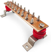 Load image into Gallery viewer, GOUNENGNAIL-Wall Mounted Copper Ground Bar 16 Terminal Positions .25" x 2" x 10" Ground Bus Bar Kit,SM40 Insulators Rated Uimp