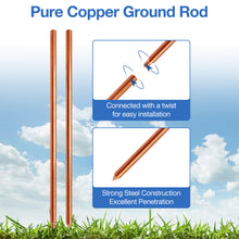 Load image into Gallery viewer, Solid Copper Ground Rod,Portable Plug Grounding Rod Kit With 50ft Copper Wire &amp; Alligator Clip
