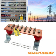 Load image into Gallery viewer, Copper Bus Bar Ground Bus Bar, 10&quot; 1500A Copper Grounding Bar Kit
