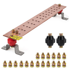 Cargar imagen en el visor de la galería, 24&quot; Ground Bar Kit, 4’’ Wide Heavy Duty Ground Bars Copper Bus Bar with 2500V 2’’x 2” Standoff Insulators Made of UL Recognized Material
