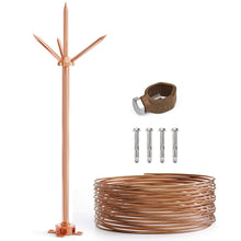 Carregar imagem no visualizador da galeria, Lightning Rod,Copper Lightning Rod Protection System With 60 Feet 6AWG Down Conductor and Ground Rod Clamp UL Listed for House Roof Bungalow Tin House Farm
