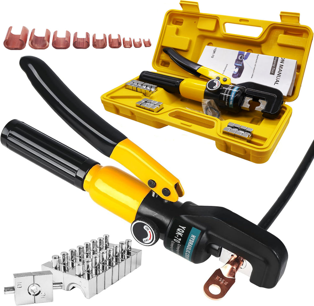 Hydraulic Crimping Tool and Wire Crimping Tool Kit, Range 12AWG-2/0AWG, 8 Pairs Of Dies For Hydraulic Hose Crimper and Electrical Terminal Cable Wire