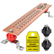 20” Copper Ground Bus Bar Kit, Multipurpose Grounding Terminal Bar with 36×1/4” & 9×5/16” Holes, 2500V Insulated Standoff Insulators & 304 Stainless Steel Hardware for Power Distribution, Data Center & Ham Radio