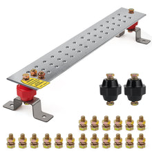 Load image into Gallery viewer, 24&quot; Ground Bar Kit, 4’’ Wide Tin Plated Copper Bus Bar Ground Bar with 2500V 2’’x 2” Standoff Insulators Made of UL Recognized Material

