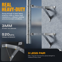 Load image into Gallery viewer, 16 ea.Full Hardware Kit, 12" Antenna Mast Wall Mount Bracket, Heavy-Duty 304 Stainless Steel 3-Leg Windproof Stand Off Pole Clamp
