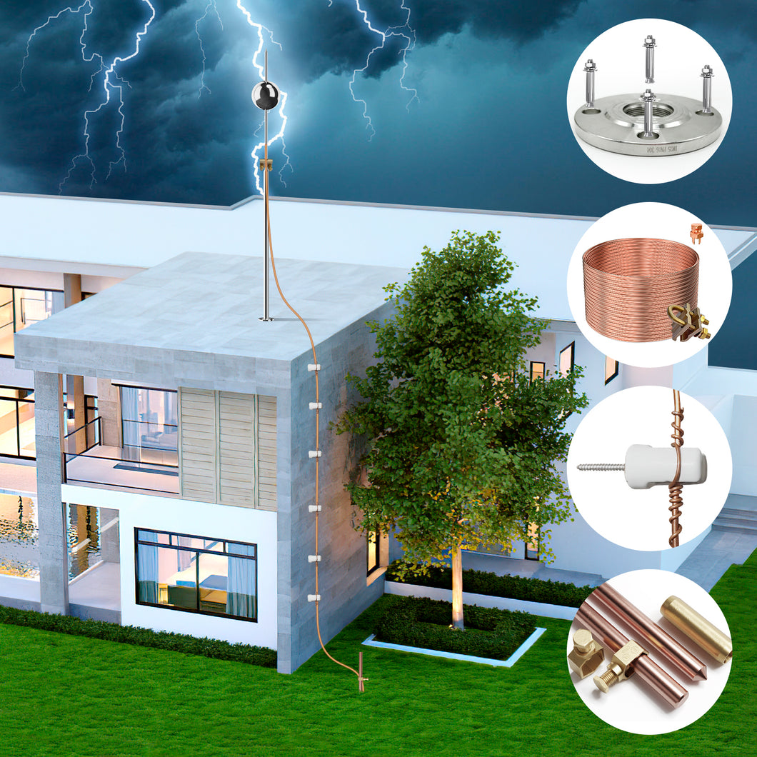 Building Grounding System Riser Lightning Dissipation System,6.3ft Industrial Lightning Rod Grounding ...