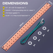 Cargar imagen en el visor de la galería, 23&quot; Untapped HORIZONTAL COPPER BUSBAR With Hardware Kit
