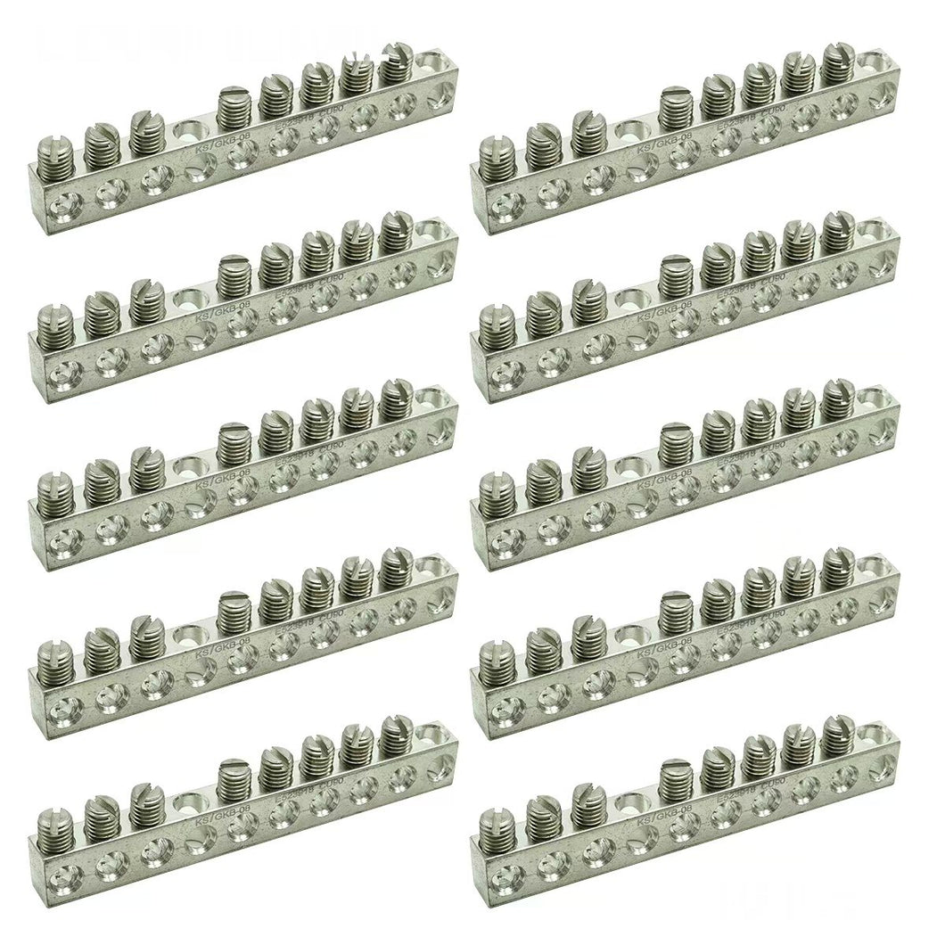 10 Pack UL Certified Ground Bar Kit, Max Wire Dia 4 AWG，Aluminum Ground Bus Bar