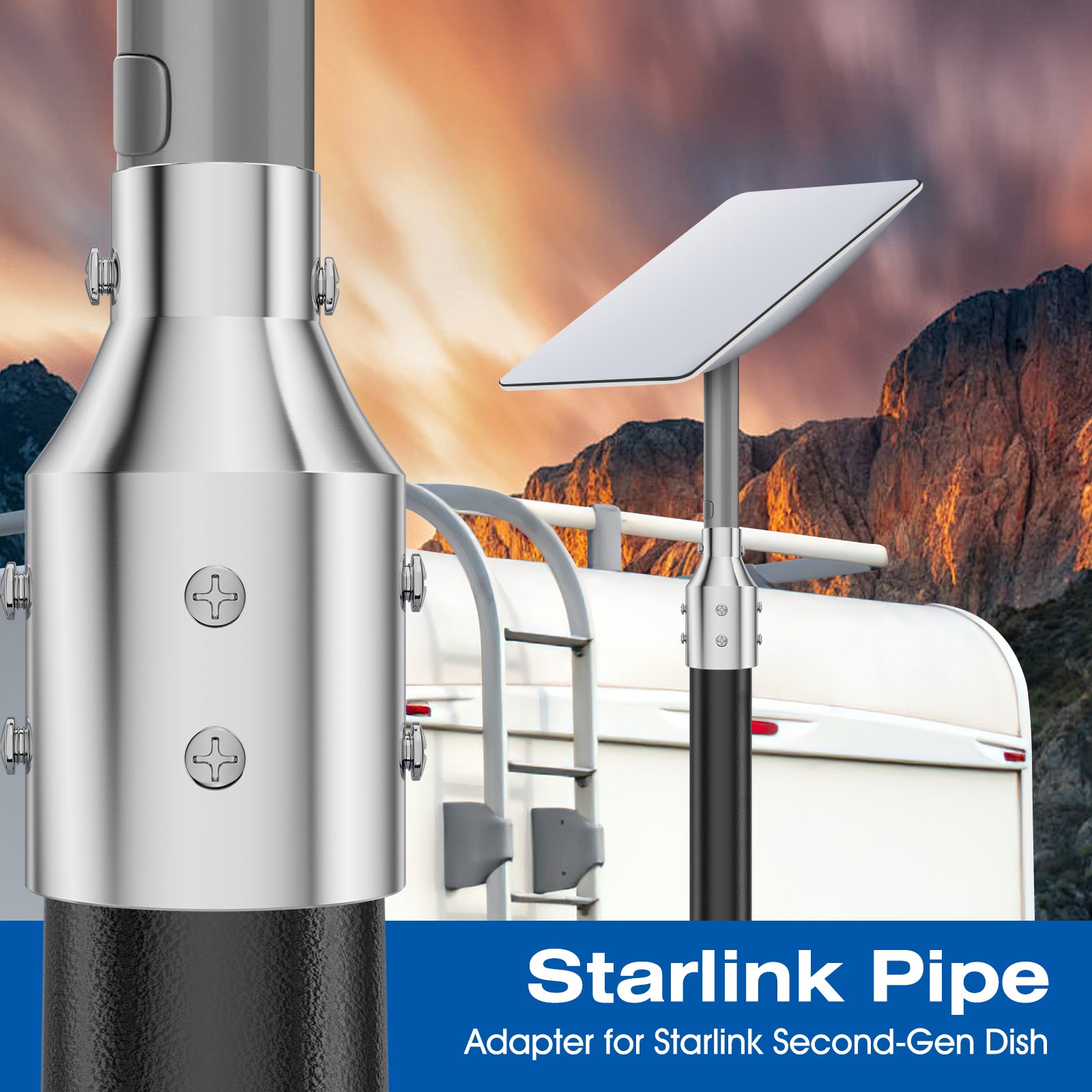 2,0 Rohradapter, kompatibel mit Starlink Second-Gen Dish | Mast Reduzierstück, geeignet für TV-Mast & Satellitenmast 2,0 Rohradapter, kompatibel mit Starlink Second-Gen Dish | Mast Reduzierstück, geeignet für TV-Mast & Satellitenmast