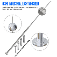 Load image into Gallery viewer, Lightning Dissipation System,6.3ft Industrial Lightning Rod Grounding Kit Great for House Roof,Power Plants, Signal Tower,and Farm Land(Eave Mount)

