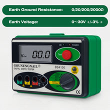 Load image into Gallery viewer, GOUNENGNAIL- Digital Earth Resistance Tester, Soil Resistivity Meter, Multimeter Resistance Measurer 0-2000 Ohm
