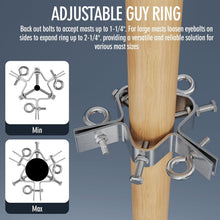 Load image into Gallery viewer, Adjustable 3-Way Antenna Guy Wire Ring, Heavy Duty 304 Stainless Steel Guy Wire Clamp, Fit for 1-1/4" to 2-1/4" Diameter Antenna Mast（set of 12）

