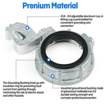 Load image into Gallery viewer, 300 Units pack 1" Grounding Bushing - UL Listed Ground Bond Bushing with Layin Wiring Lug,Galvanized Rigid/IMC Conduit Fitting,Insulated and Threaded
