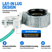 Load image into Gallery viewer, 400 Units pack 3/4" Grounding Bushing - UL Listed Ground Bond Bushing with Layin Wiring Lug,Galvanized Rigid/IMC Conduit Fitting,Insulated and Threaded
