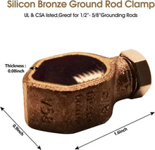 Load image into Gallery viewer, 500 Units pack Silicon Bronze Copper Ground Rod Clamp with Stainless Steel Bolt, Fits 1/2''-5/8'' Grounding Rods, Solderless Ground Connection, UL Listed
