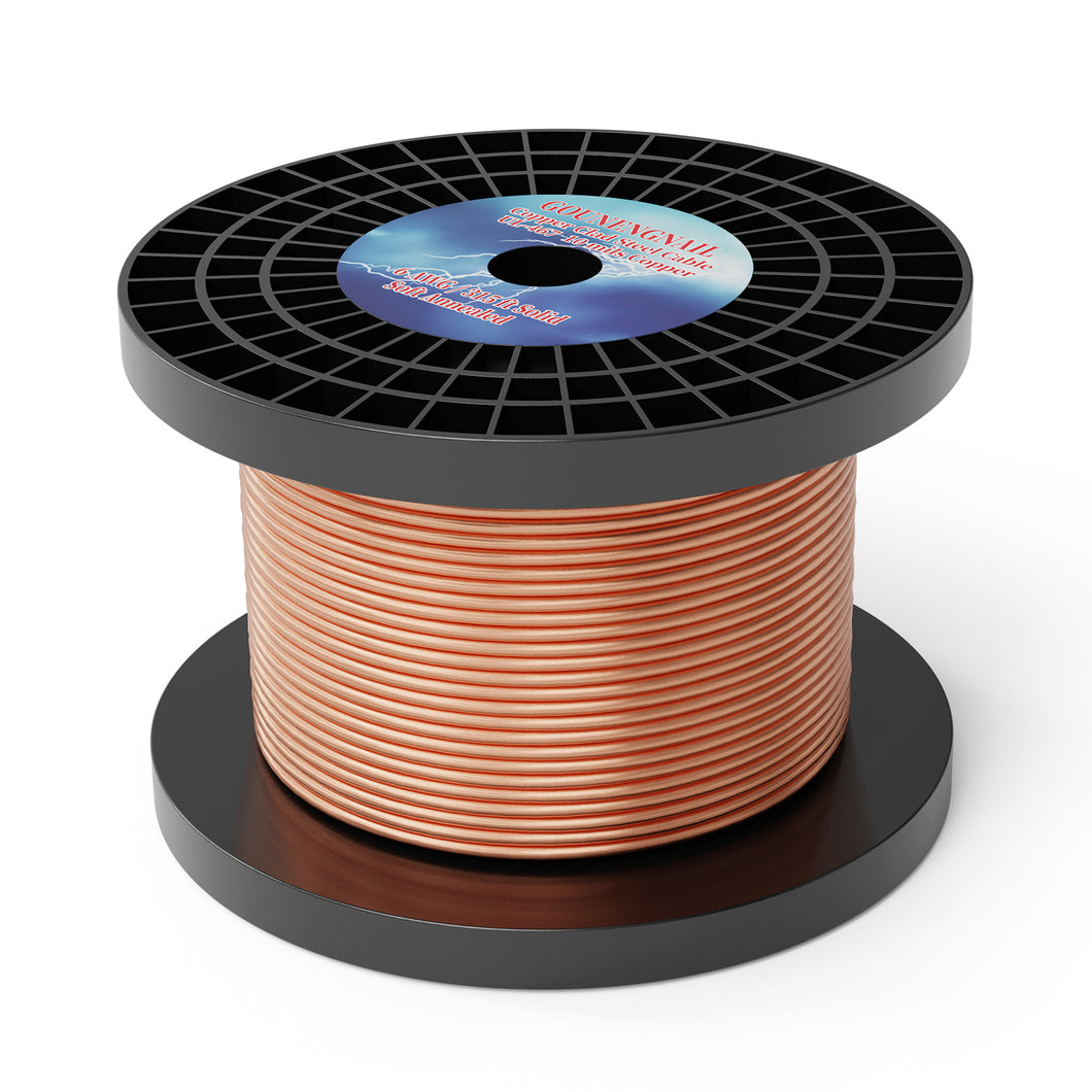 315ft 6 AWG Soft Annealed Solid Grounding Wire, Per UL-467 10 Mils Copper Clad Steel Ground Cable Earth Wire