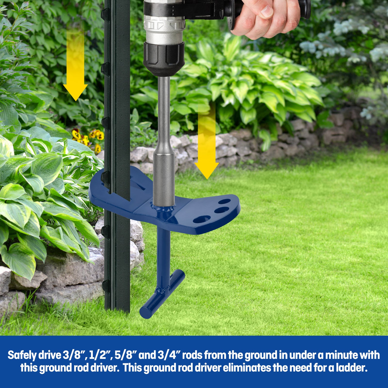 Offset Ground Rod Driver Universal Ground Rod Driver & Puller For Grounding Rod, Rebar,T Post ...