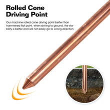 Cargar imagen en el visor de la galería, 28 Pack 4' Ground Rod - 3/8" Copper Bonded Grounding Rod Equipped with Wire Clamp, Earth Rod Great for Electric Fences, Antennas, Satellite Dishes, and other Grounding Needs
