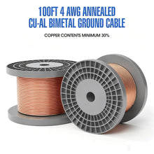 Cargar imagen en el visor de la galería, 100FT 4AWG Ground Wire | 13 Mils Copper Clad Grounding Cable | UL-467 compliant
