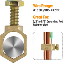 Cargar imagen en el visor de la galería, 500 Pack Copper Ground Rod Clamp | Fits 1/2"–5/8" Grounding Rods, Wire Range #2–#10
