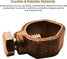 Load image into Gallery viewer, 500 Units pack Silicon Bronze Copper Ground Rod Clamp with Stainless Steel Bolt, Fits 1/2''-5/8'' Grounding Rods, Solderless Ground Connection, UL Listed

