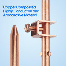 Cargar imagen en el visor de la galería, 28 Pack 4' Ground Rod - 3/8" Copper Bonded Grounding Rod Equipped with Wire Clamp, Earth Rod Great for Electric Fences, Antennas, Satellite Dishes, and other Grounding Needs
