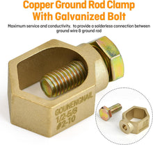 Cargar imagen en el visor de la galería, 500 Pack Copper Ground Rod Clamp | Fits 1/2"–5/8" Grounding Rods, Wire Range #2–#10
