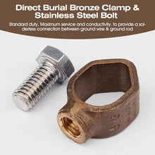 Load image into Gallery viewer, 500 Units pack Silicon Bronze Copper Ground Rod Clamp with Stainless Steel Bolt, Fits 1/2''-5/8'' Grounding Rods, Solderless Ground Connection, UL Listed
