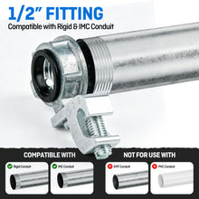 Load image into Gallery viewer, 500 Units pack 1/2" Grounding Bushing - UL Listed Ground Bond Bushing with Layin Wiring Lug,Galvanized Rigid/IMC Conduit Fitting,Insulated and Threaded
