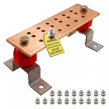 Load image into Gallery viewer, Copper Bus Bar Ground Bus Bar, 10&quot; 1500A Copper Grounding Bar Kit
